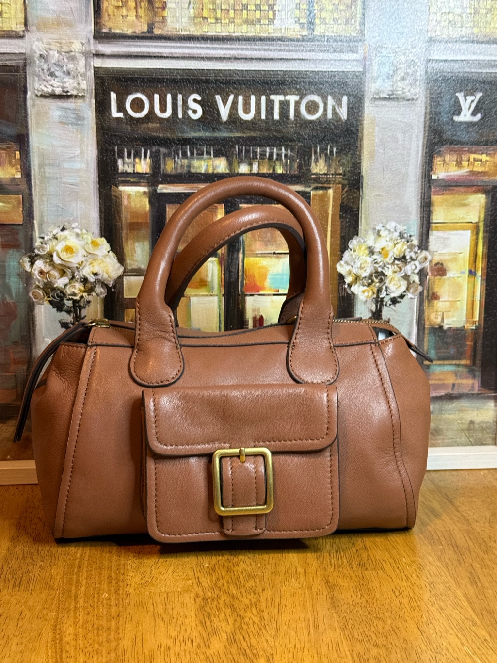 Lucky Brand Leather Satchel Handbag - Brown